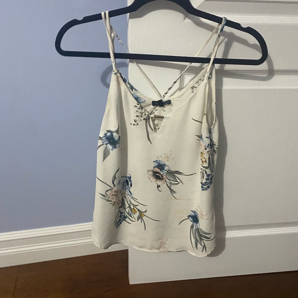 Floral Print White Cami Top